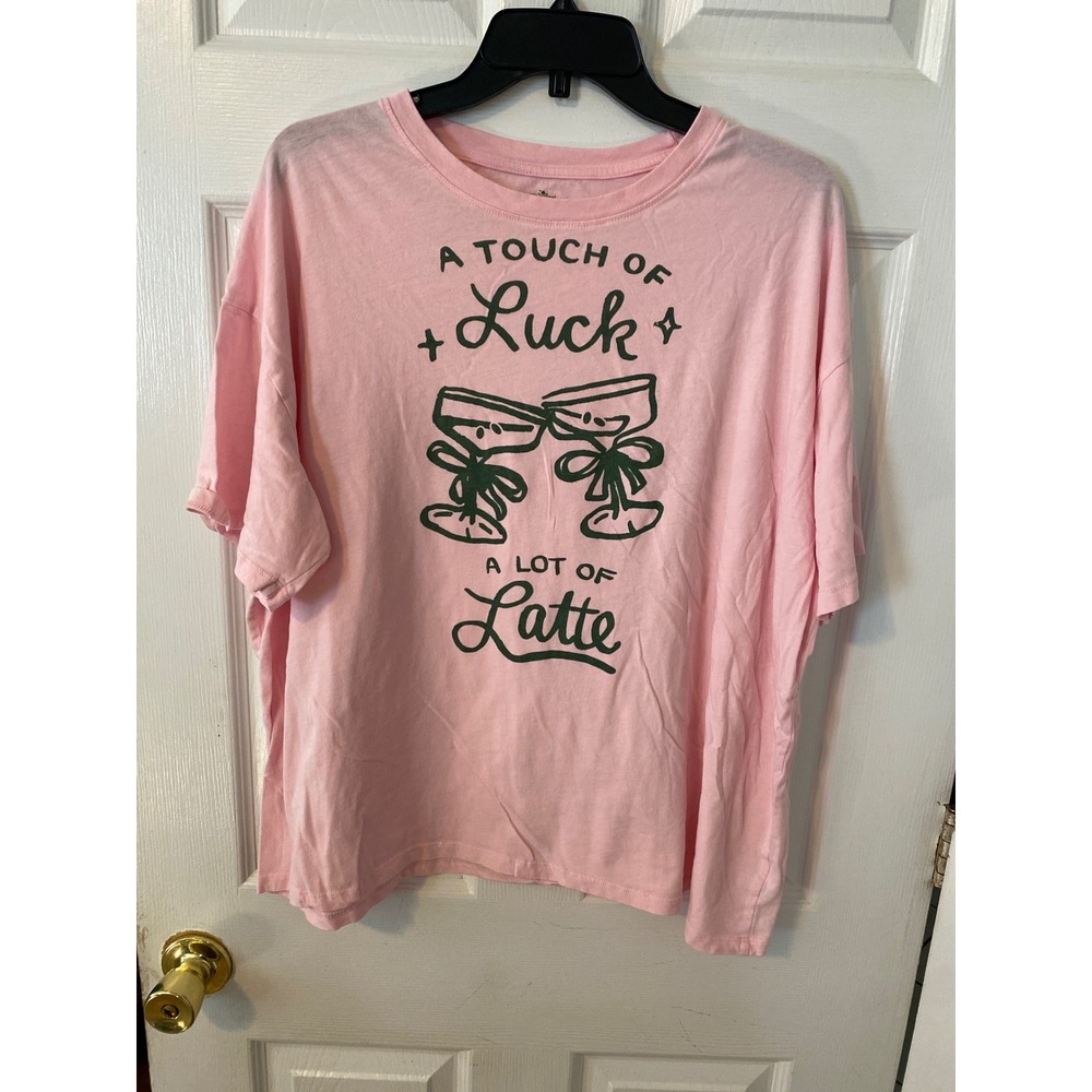 Way to Celebrate St Patricks Day Pink Latte Graphic Tee Shirt XL 16-18